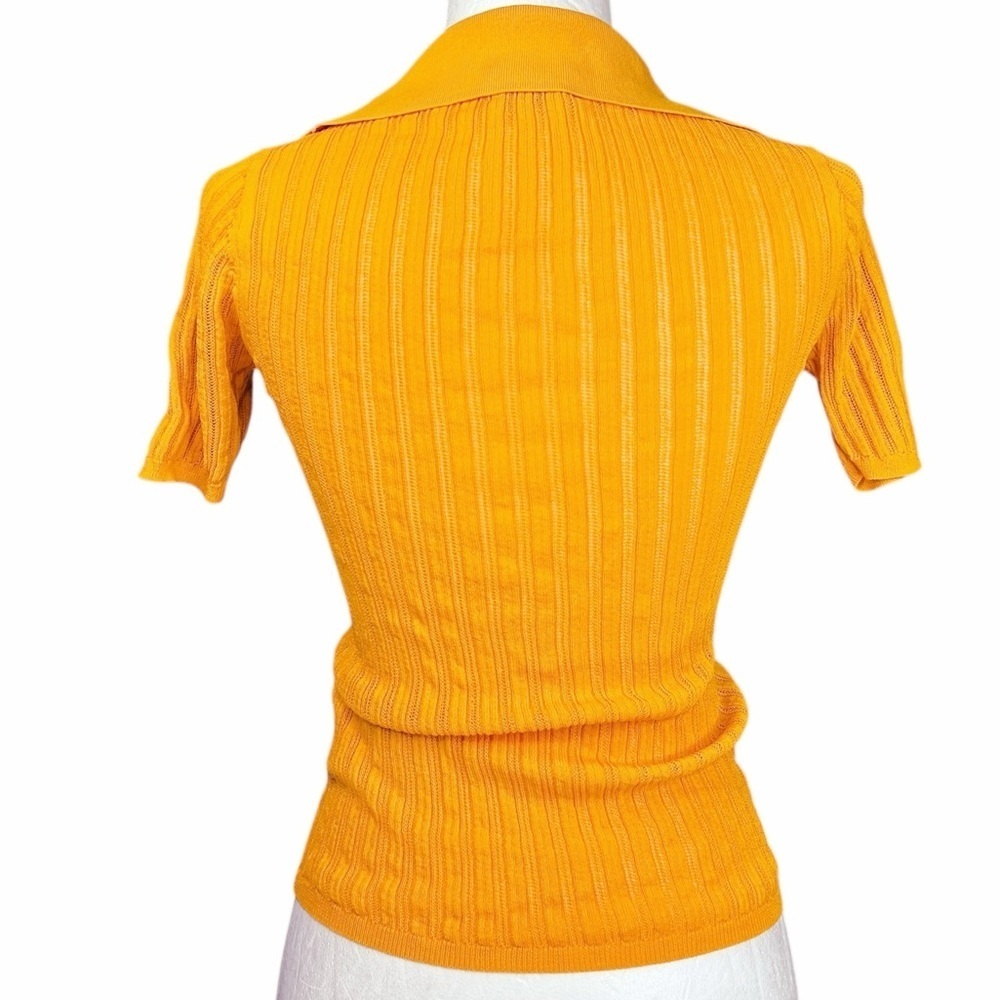 Aritzia Wilfred Ribbed Polo Top S Split Neck Closet Staple Stretchy Urban Chic - Picture 4 of 10